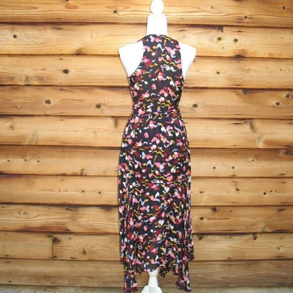 Black Print Silk Wrap Dress - Picture 6 of 9